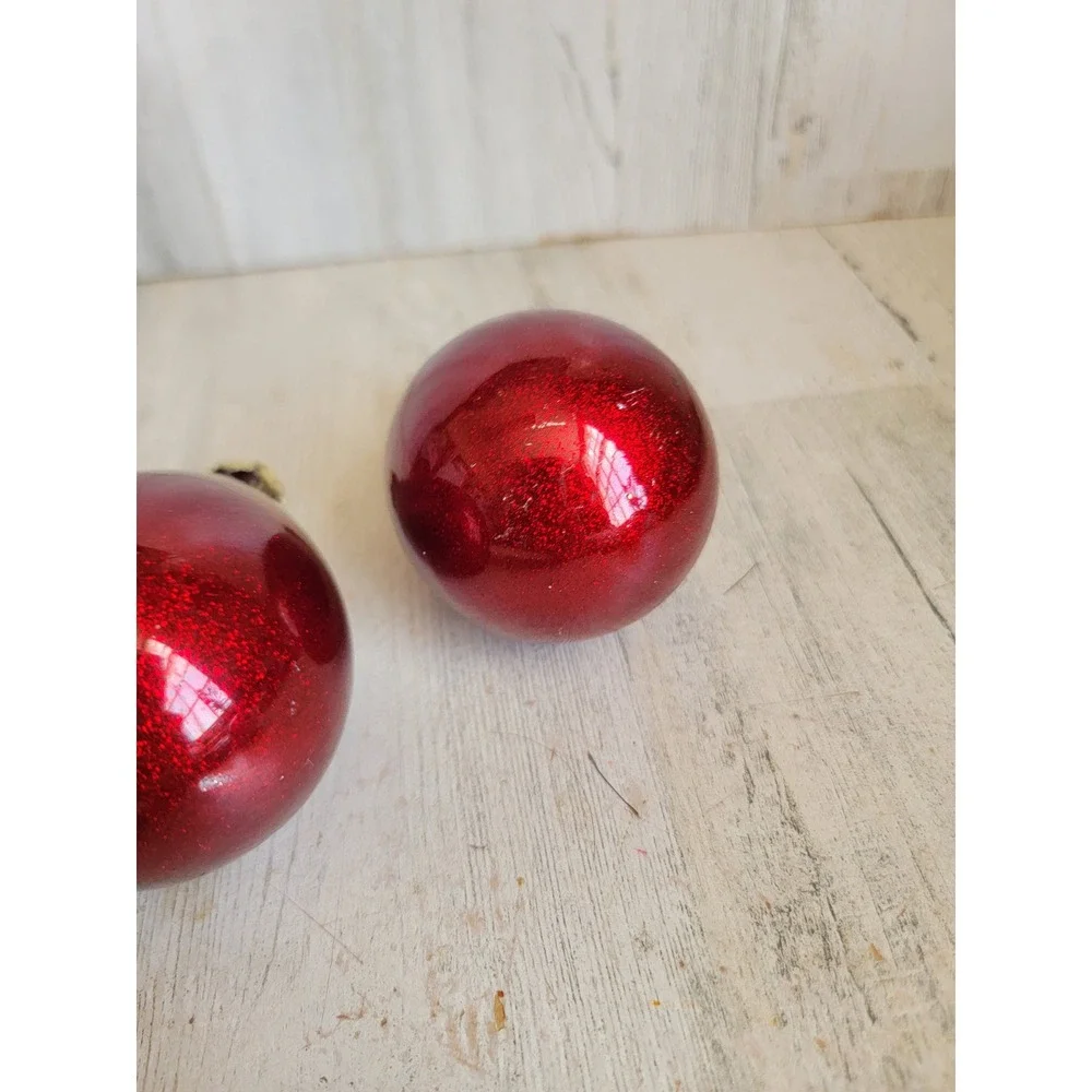 Vintage dark red glitter teardrop glass ornament Xmas set unique home decor